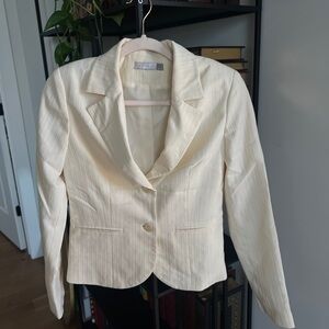 Koton off white blazer professional striped sleek look | office chic XS